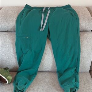 Figs Green Jogger Pants with Gray Drawstring